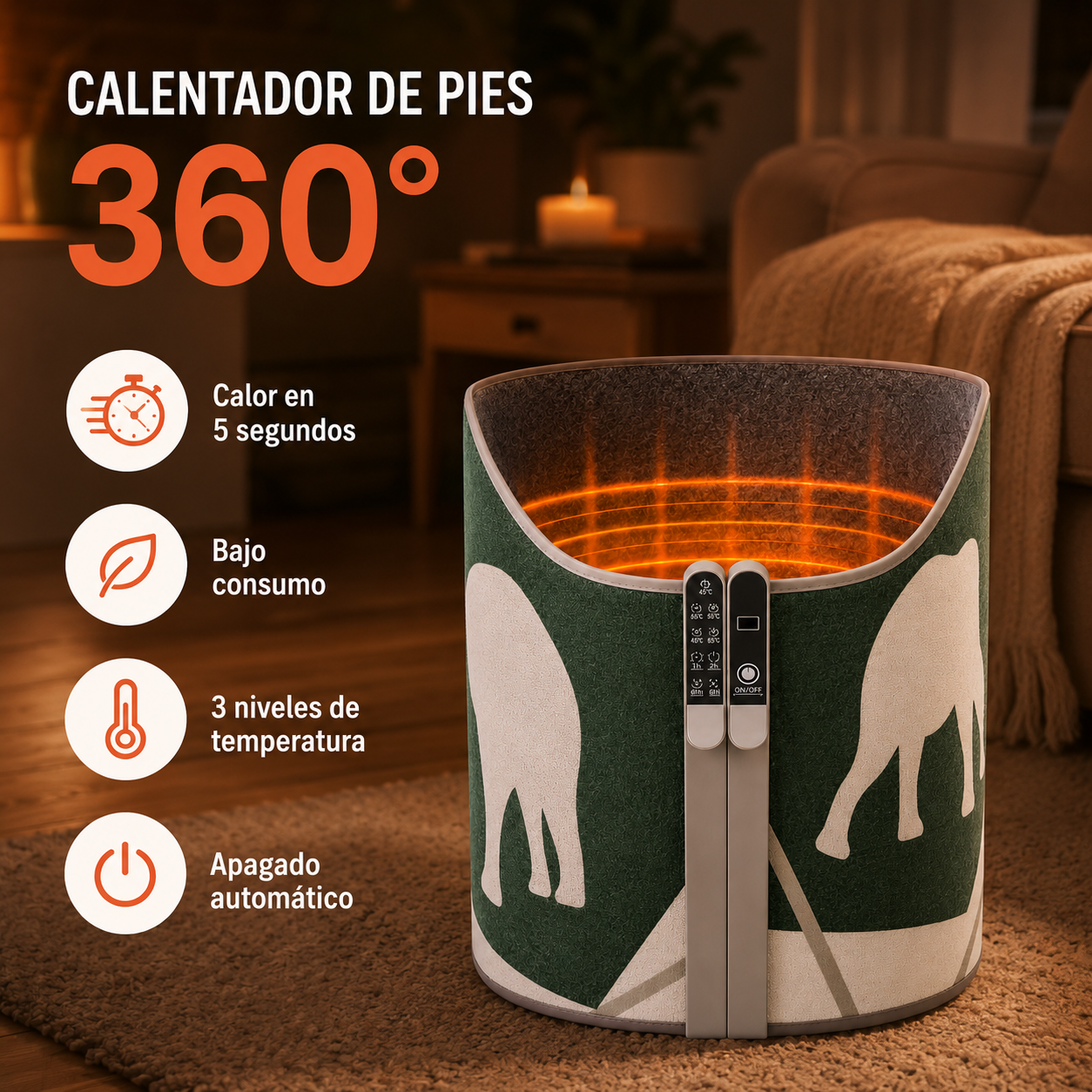 Calentador de Pies 360° - Calor instantáneo
